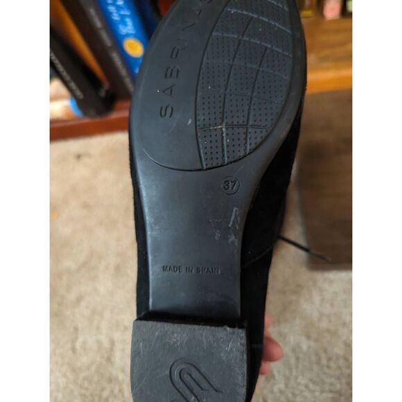 Sabrina Spain black suede lace up loafers silver studded sz 37 euc - Picture 5 of 6
